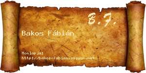 Bakos Fábián névjegykártya